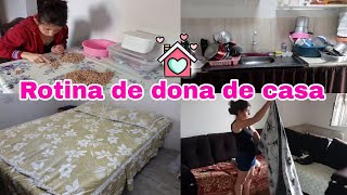 Rotina real de dona de casa/ lavei roupa, troquei as roupas de cama, organizei a casa