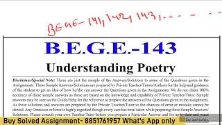 BEGE 143 Solved Assignment 2024-25 | BEGE 143 Solved Assignment 2025 PDF | BEGE 143 Assignment 2025