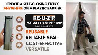 RE-U-ZIP® Reusable Magnetic Entry Strip | Create a self-closing entry ANYWHERE on a plastic barrier!