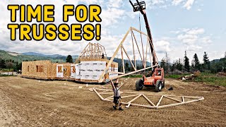 Setting Roof Trusses | Building A House By MYSELF