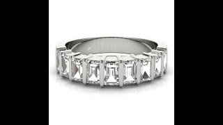 9 STONE EMERALD CUT DIAMOND WEDDING BAND