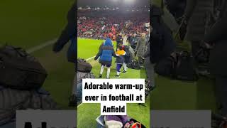 Adorable warm-up ever in football at Anfield #shorts #liverpool #anfield