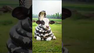 cow and snake 🐍 fight for baby #cow #cowcalf #cuteacademy #shortfeed #animals #sad