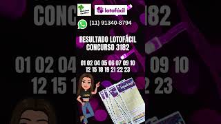 Resultado Lotofácil concurso 3182 #lotofacil