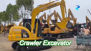 7ton small excavator komatsu pc70 used crawler excavator 0.37m3 bucket capacity