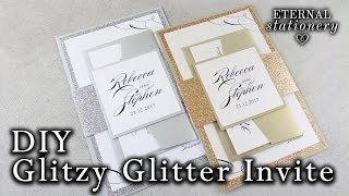 How to make elegant glitter wedding invitations with belly band | DIY invitation