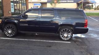 2007 CHEVY SUBURBAN ON 24" STARR 718 CHROME RIMS WITH 295/35/24 LEXANI TIRES AT RIMTYME RICHMOND!