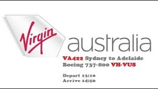 Virgin Australia Boeing 737-800 VA422 Sydney to Adelaide