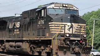 5 Loco train hauling 7 freight cars at Elkhart IN