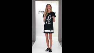 LMS Black And White LOVE  Slogan T-Shirt Dress With Leg Zips