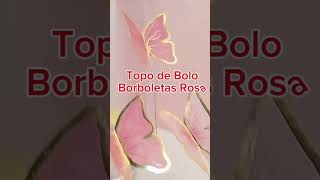 Topo de Bolo de Borboletas Rosa Festa de Aniversário e Mesversário