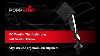 Poppstar - Gasfeder-Monitorarm für Tisch | 17" - 30" Bildschirme 2kg - 9kg (VESA 75x75 100x100mm)