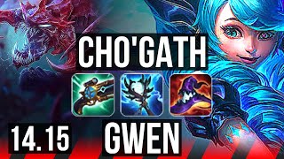 CHO'GATH vs GWEN (TOP) | 9/1/3, 6 solo kills, 700+ games, Dominating | EUNE Master | 14.15