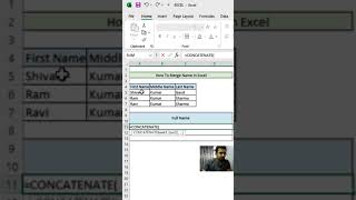 How To Merge First Name Middle Name And Last Name In Excel ❗❗ #exceltech #excelworld #exceltips