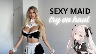 Sexy Maid: Flirty Cosplay Try-On! 🖤✨ | 4K Costume Review