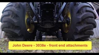 QUICKIE - John Deere 3038e - Rearranging front end loader attachments for accessing snow plow