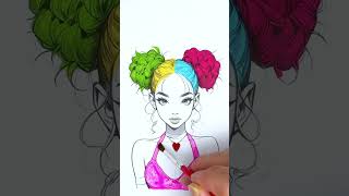 DIY Two Buns colorful hairstyle cute girl Glitter art ideas for kids #kids #hairstyle #girl