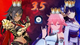 Mono Pyro Waifu (👑👑Dehya) & Electro Mommies (👑👑👑Raiden & 👑👑 Yae Miko) | Spiral Abyss 3.5 (9⭐)