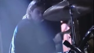 Kurt Cobain playing drums