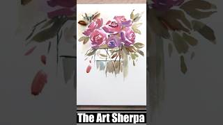 Watercolor roses and vase loose steady step-by-step  #painting #theartsherpa #art