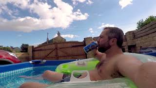 Front yard pool with a beer!