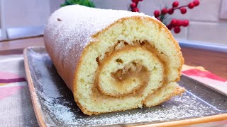 НЕОБЫЧНЫЙ БИСКВИТНЫЙ РУЛЕТ С ЯБЛОКАМИ.  Sponge roll with apples.