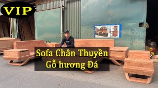 Mộc bộ Bàn ghế Sofa mẫu chân thuyền Gỗ Hương hàng tiêu dùng cao cấp