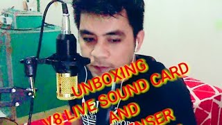 Unboxing V8|Live sound card and Condenser microphone|Edgar and Jeffarah