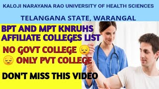 KNRUHS BPT AND MPT AFFILIATE COLLEGES LIST || @studentsmeekosameducation