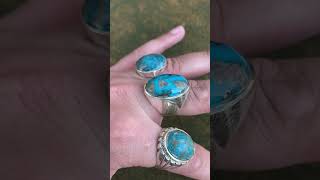 Natural turquoise rings in 925 silver handmade rings #turquoise #ring #shorts #youtubeshorts