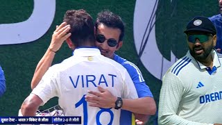 Rohit Sharma reaction when Gautam Gambhir Run to Hug Virat Kohli after India Win Test Series vs Ban