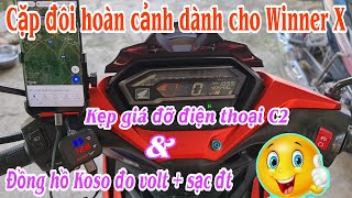 Winner X độ combo Giá kẹp điện thoại + Đồng hồ Koso đo volt kiêm sạc điện thoại tiện lợi