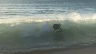 Skimboarding INSANE shorebreak at SUNSET!!!?!!