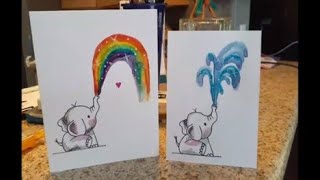 painting a baby elephant. my very first greeting card