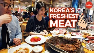 Food Hunt: Freshest Sashimi + Best Korean BBQ & Raw Beef (육회) in Seoul, South Korea | WebBeds