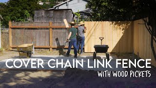 Quick and easy way to Cover Ugly Chain Link Fence with Cedar Wood Pickets