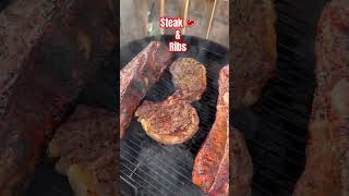 Ribeye and Ribs. Memorial day bbq charcoal on the weber #pnw #bbq #steak #meat