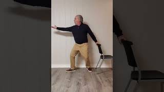 With chair sideways step and reach right