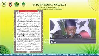 Juara 2 Latifatu Tirta || Sumbar  Tilawah Anak-Anak MTQ Nasional Kalsel 2022