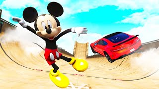 GTA 5 Mickey Mouse vs Mega Ramp Supercars Jumps/Fails (Euphoria Ragdolls Funny Moments)