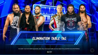 The Bloodline Vs Roman Reigns, Cody Rhodes & Seth Rollins - Tables Match | SmackDown | WWE 2k24