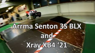 Arrma Senton 3S BLX and an Xray XB4 '21 on a race track