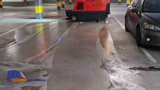 Powerboss Industrial scrubber sweeper carpark cleaning