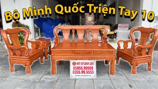 Bàn Ghế Gỗ Hương - Bộ Minh Quốc Triện Tay 10 Gỗ Hương - Dáng Siêu Cong | Đồ Gỗ Bảo Lộc