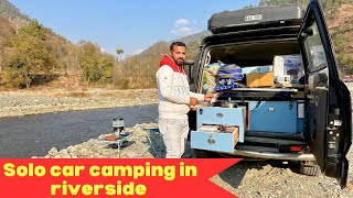 SOLO CAR CAMPING IN RIVERSIDE | car camping in India #solo #carcamping #himachal