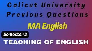 Third Semester MA English Teaching of English