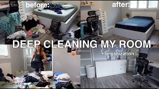 DEEP CLEANING MY ROOM + ORGANIZATION 🫧🧹*before school, motivation*