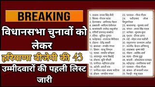 विधानसभा चुनावों को लेकर हरियाणा BJP की 43 उम्मीदवारों की पहली List जारी 2024 #bjpnews