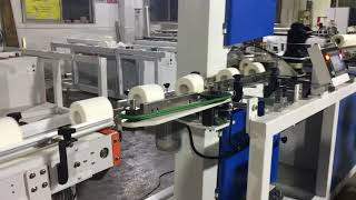 Single roll toilet paper cutting and packing machine