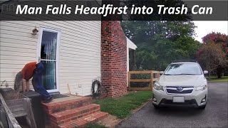 Dad VS Trash Can | Man Falls Headfirst into Trash Can Caught on Ring Camera | Doorbell Camera Video